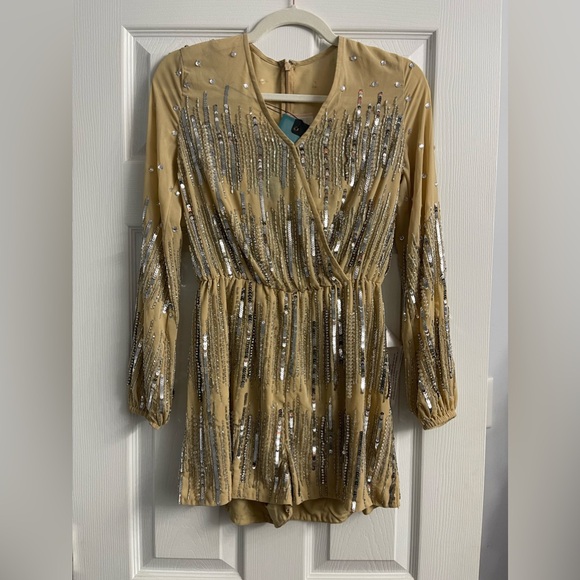 🩵NWT MAC DUGGAL  NUDE ROMPER, SIZE 0 - Picture 4 of 10